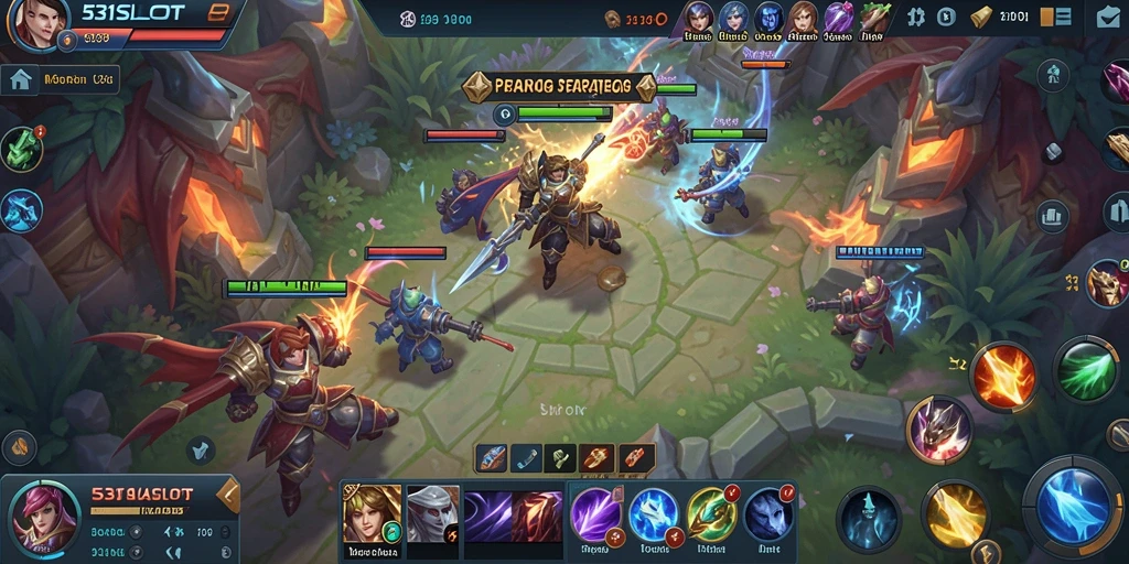 Tangkapan layar dari gameplay mendebarkan 531SLOT di arena MOBA.