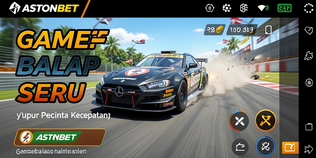 Screenshot gameplay ASTONBET yang menampilkan aksi balap seru.