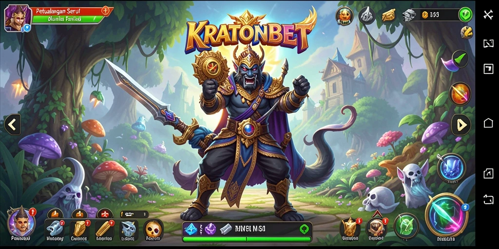 Tampilan gameplay seru dalam KRATONBET dengan pertempuran menantang.