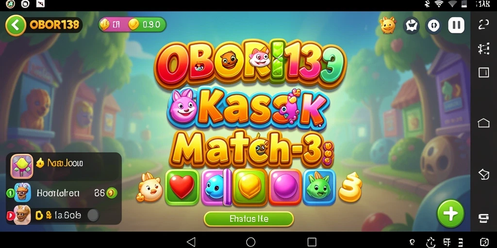 Screenshot menampilkan gameplay seru OBOR138 dalam kategori Match-3.