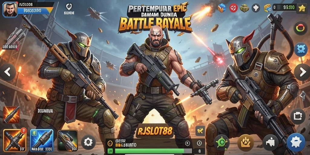 Gameplay seru dan mendebarkan dalam RJSLOT88 Battle Royale.