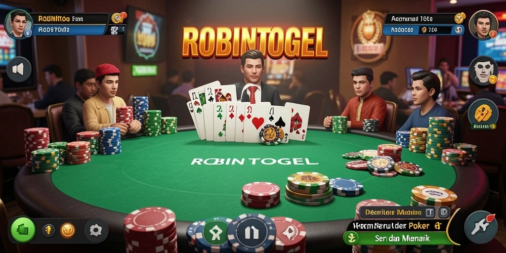 Tampilan screenshot utama dari gameplay Poker yang mendebarkan di ROBINTOGEL.