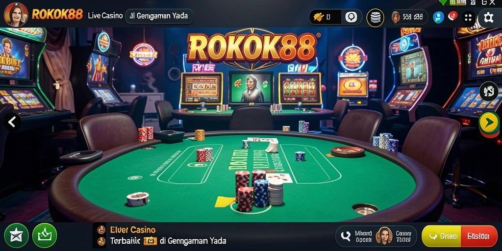 Tampilan menarik gameplay Live Casino di ROKOK88 yang mendebarkan.